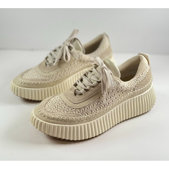 Dolce Vita Dolen Womens Shoes Beige Knit Sneakers Chunky Low Top Fashion US 7.5 - Picture 4 of 7